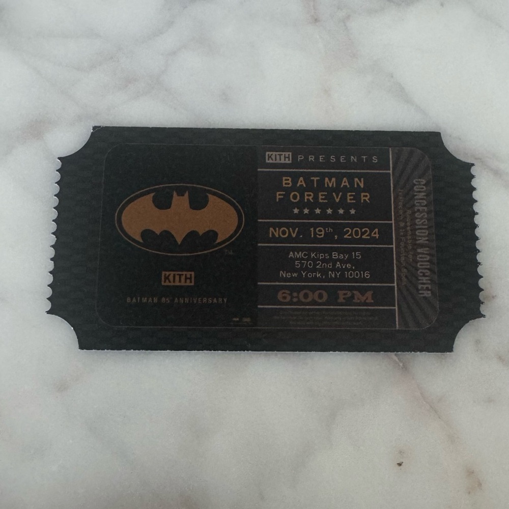 KITH X BATMAN FOREVER Collectors AMC Ticket Stub 11/19